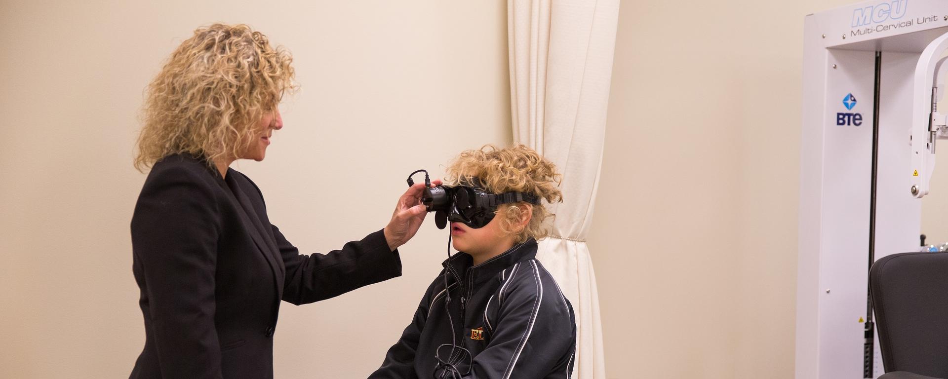 Kathryn Schneider conducting a test with infrared googles