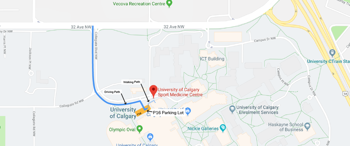 Parking Directions and Map for University of Calgary Sport Medicine Centre